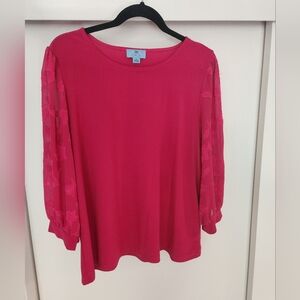 Cece embellished long sleeve pink shirt Size Large